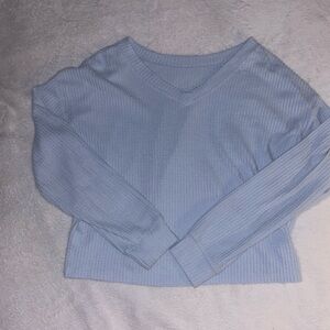 Aeropostale Light Blue Waffle Knot Cropped Sweater